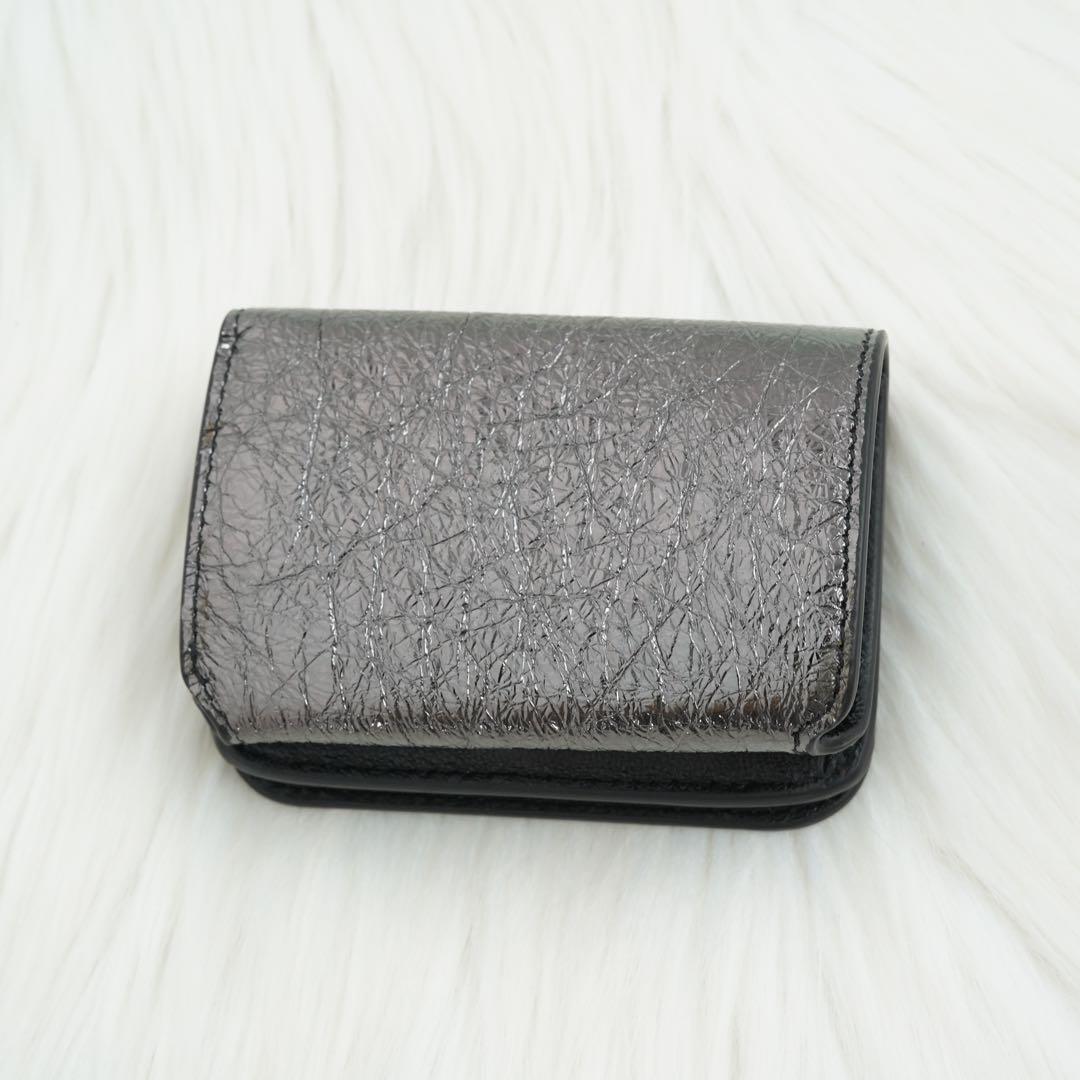 新品未使用品　箱付き　BALENCIAGA 三つ折り財布　メタリックブラック