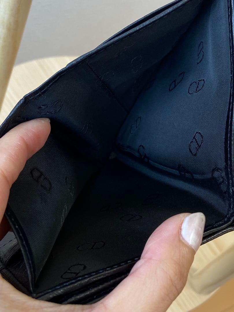 Christian Dior 二つ折り財布　コンパクトウォレット　レザー　シボ革