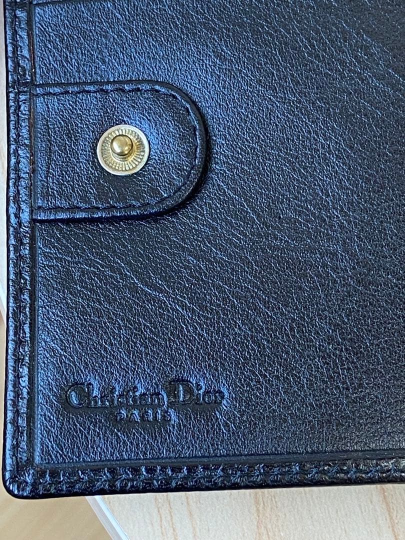 Christian Dior 二つ折り財布　コンパクトウォレット　レザー　シボ革