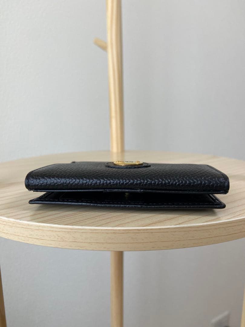 Christian Dior 二つ折り財布　コンパクトウォレット　レザー　シボ革