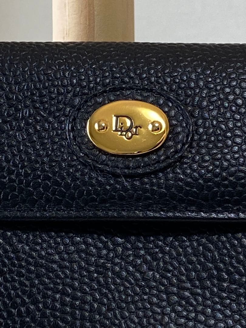 Christian Dior 二つ折り財布　コンパクトウォレット　レザー　シボ革