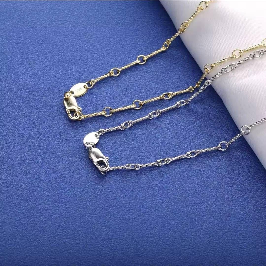 ツイストチェーン ネックレス シルバー925 18Kゴールドplating
