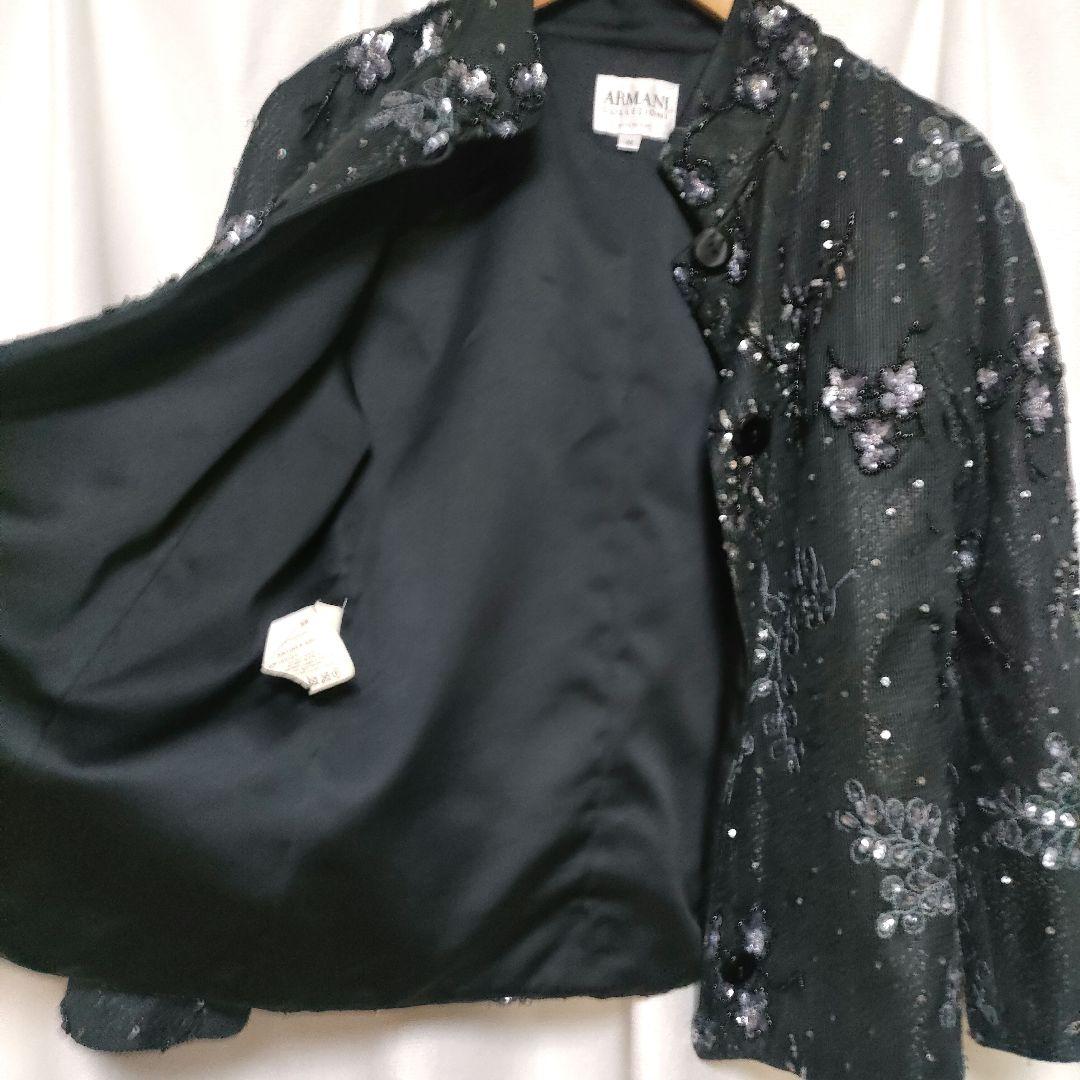 ARMANI スパンコール 刺繍 スタンドカラー レース ジャケット