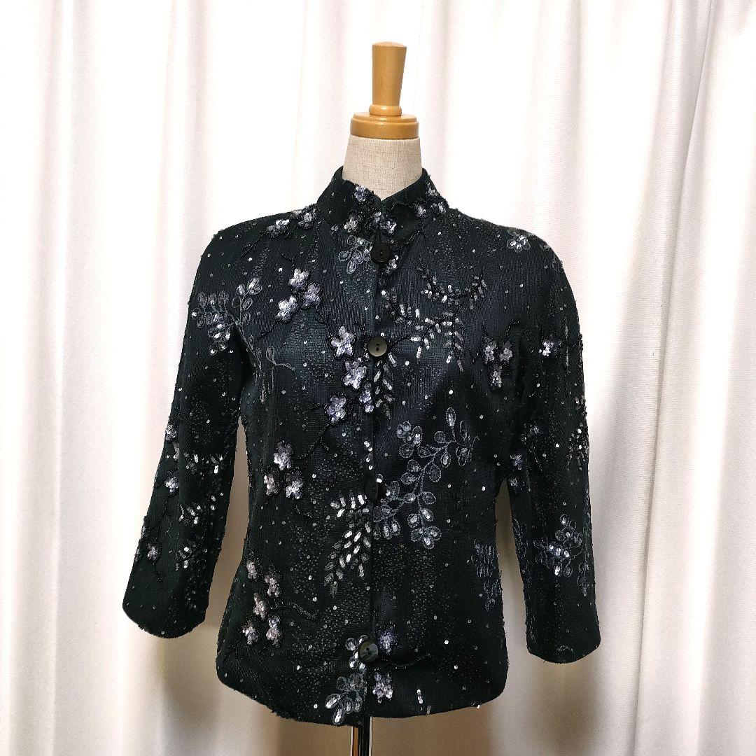 ARMANI スパンコール 刺繍 スタンドカラー レース ジャケット