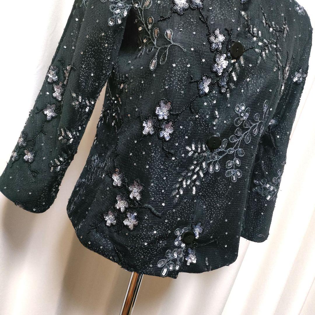 ARMANI スパンコール 刺繍 スタンドカラー レース ジャケット