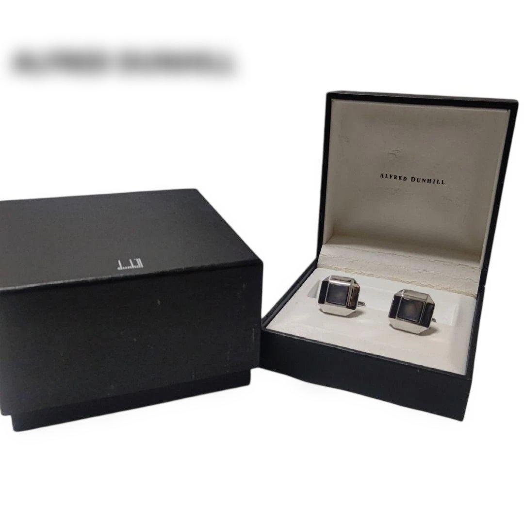 高級感　dunhill　カフスボタン　ストーン　シェル　スクエア　シルバー　箱
