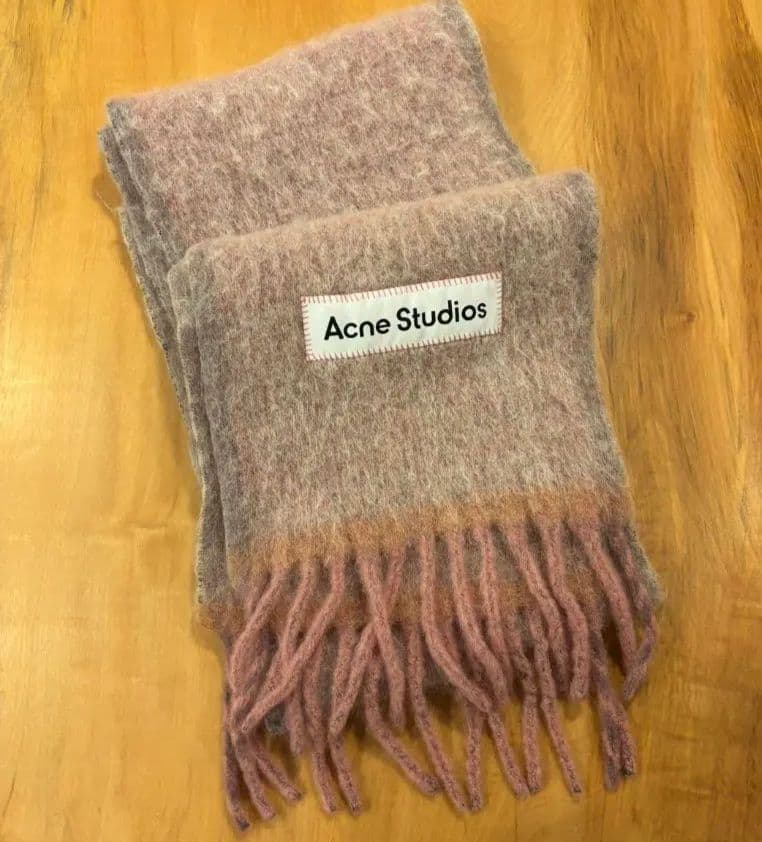 Acne Studios ウールモヘアスカーフ-ナローダスティピンク