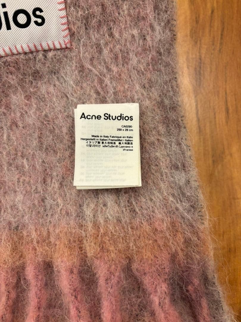 Acne Studios ウールモヘアスカーフ-ナローダスティピンク