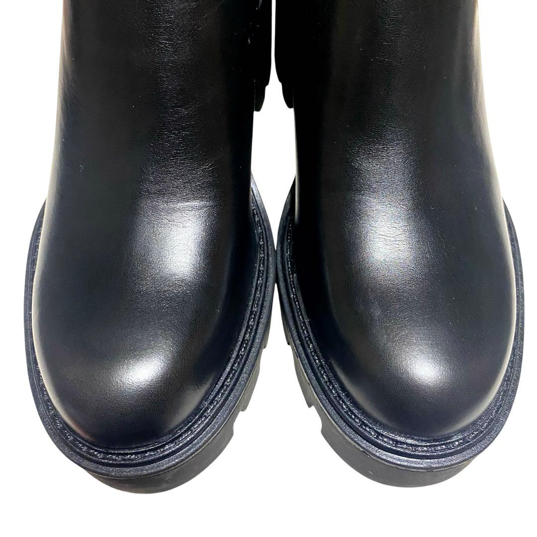 極美品 ZARA ザラ　24.5 厚底 ショートブーツ ブラック 黒 チャンキー