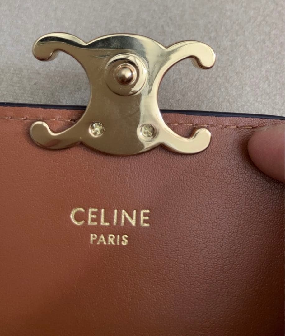 CELINE セリーヌトリオンフ レザー三つ折り 財布 ブラウン