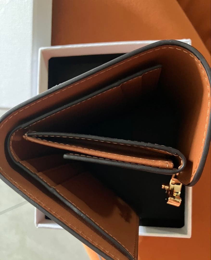 CELINE セリーヌトリオンフ レザー三つ折り 財布 ブラウン