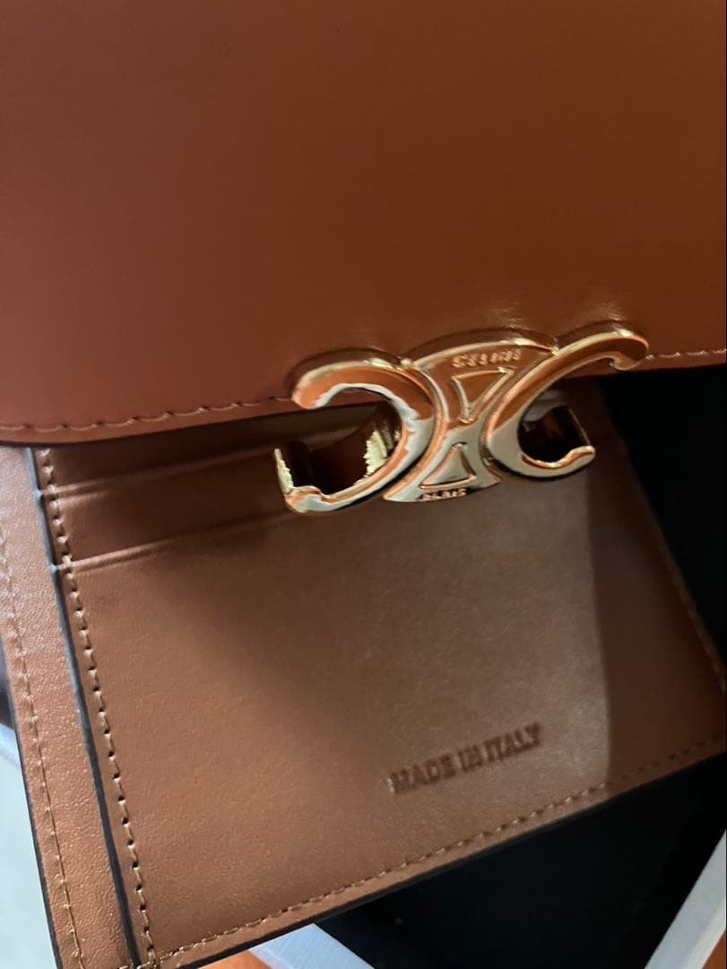 CELINE セリーヌトリオンフ レザー三つ折り 財布 ブラウン