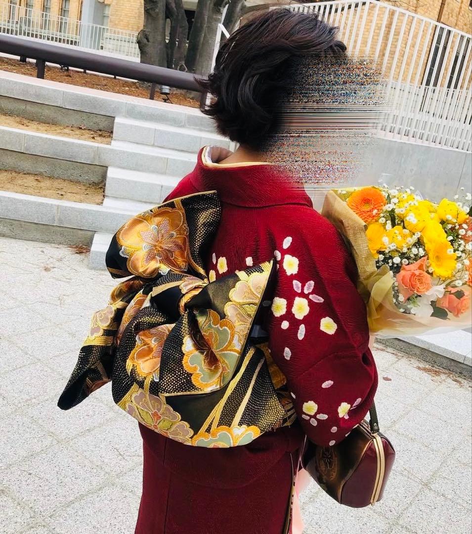 林檎様　振袖 赤ラメ　帯　帯締め帯あげ　長襦袢　ファー　フルセット　成人式