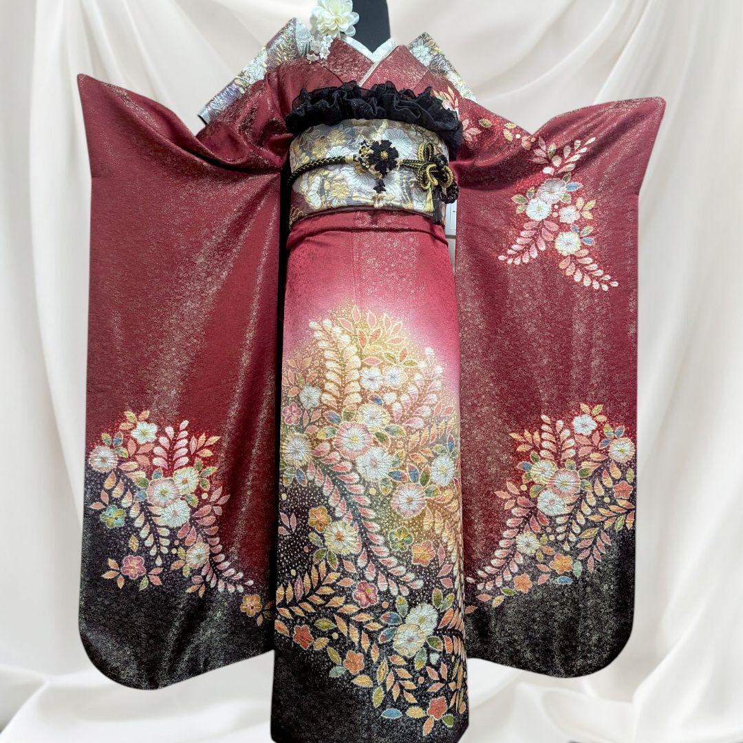 ファーショール＆バッグ付き！振袖フルセット成人式・辻が花・作家物・手絞り・鈴乃屋