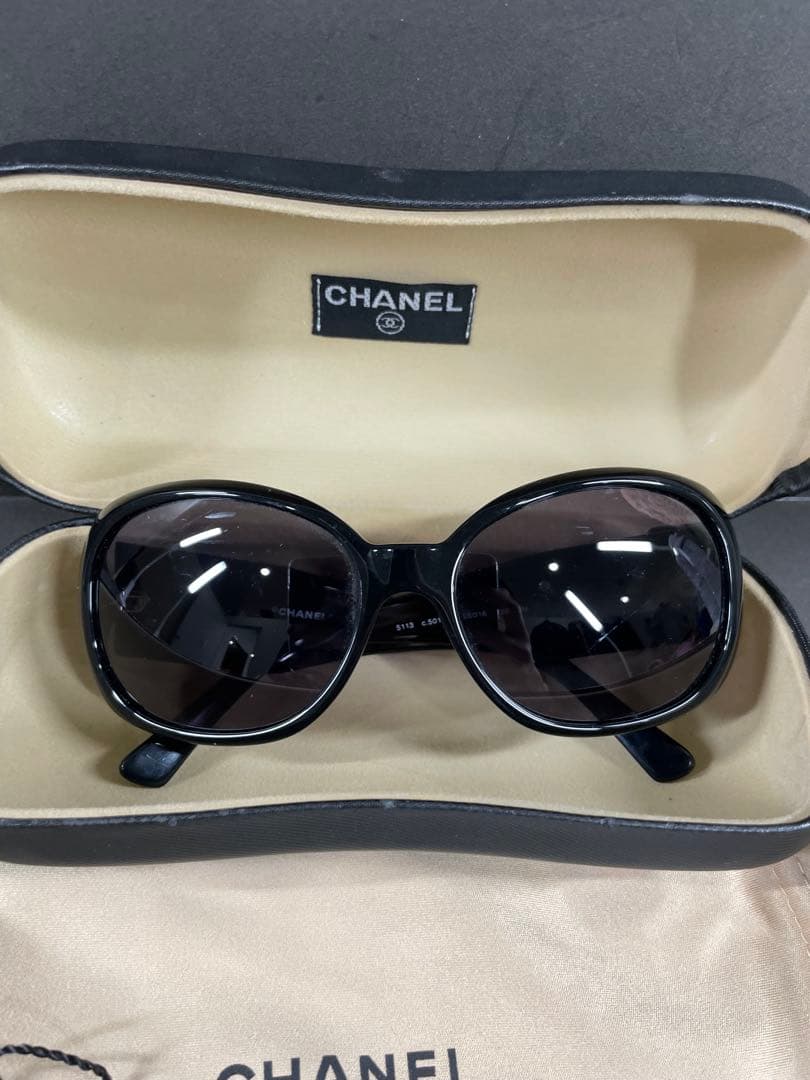 CHANEL カメリアブラック オーバーサイズサングラス