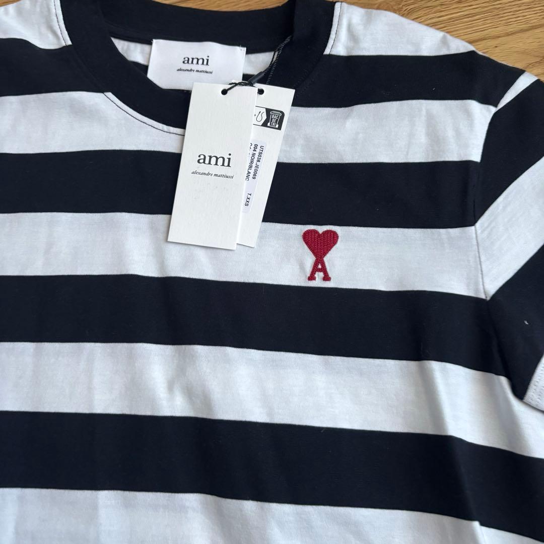 新品タグ付 AMI PARIS アミパリス ボーダーTシャツ XXS