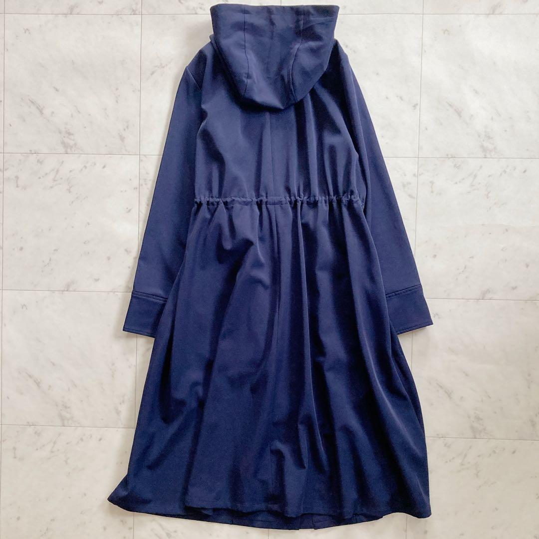 極美品　JUSGLITTY 撥水ロングフードブルゾン　ネイビー