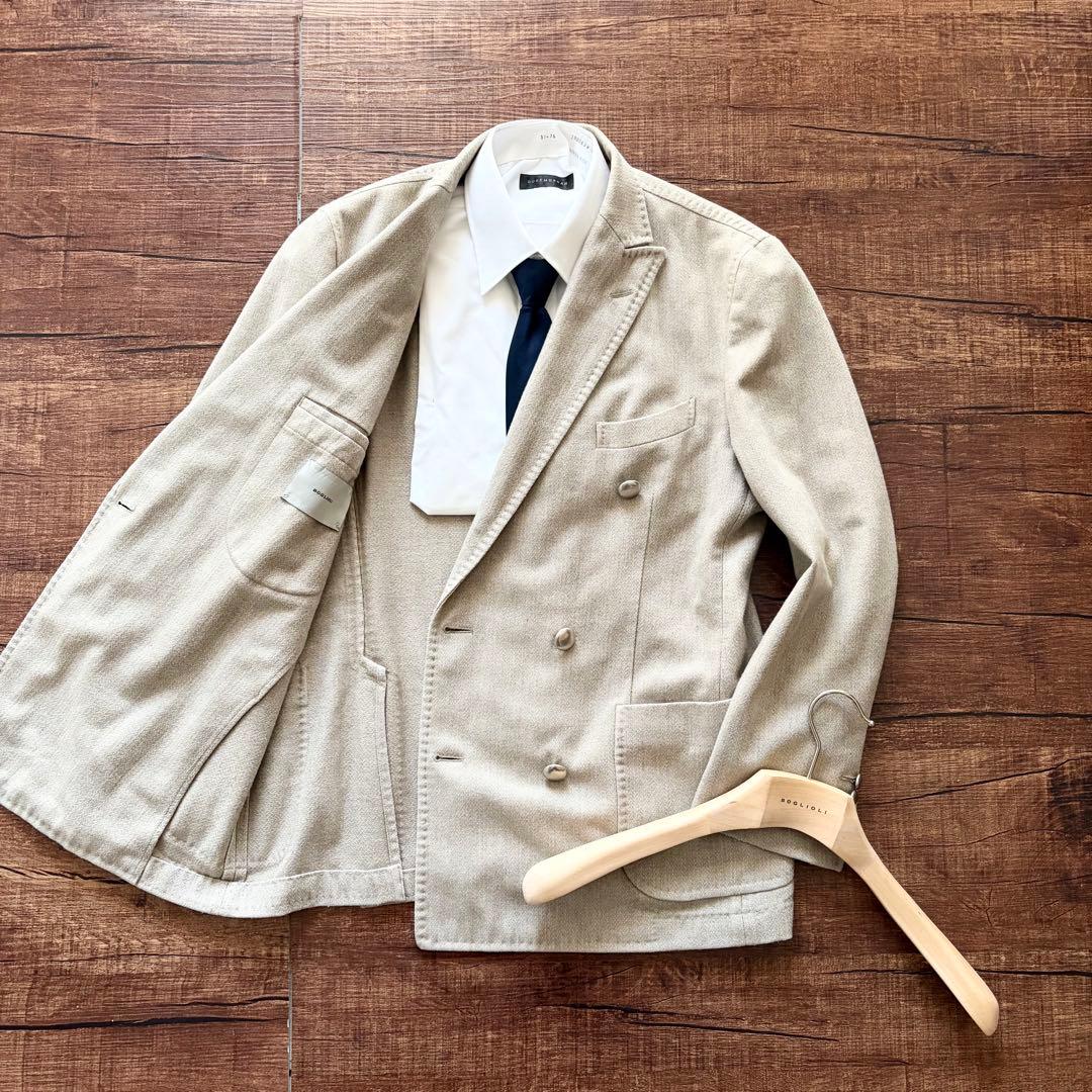 <美品>BOGLIOLI COAT ウール アイボリー ダブルジャケット 48
