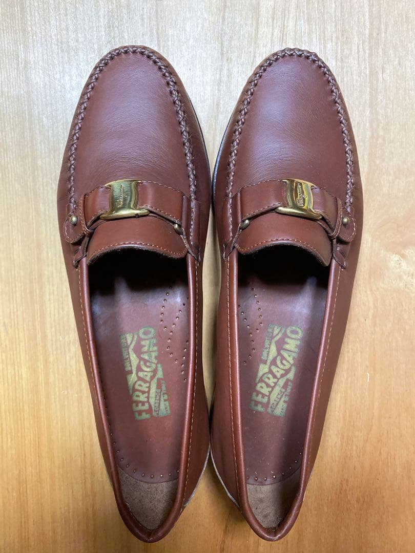 【未使用】Ferragamo フェラガモ メンズシューズ モカシン 茶 8