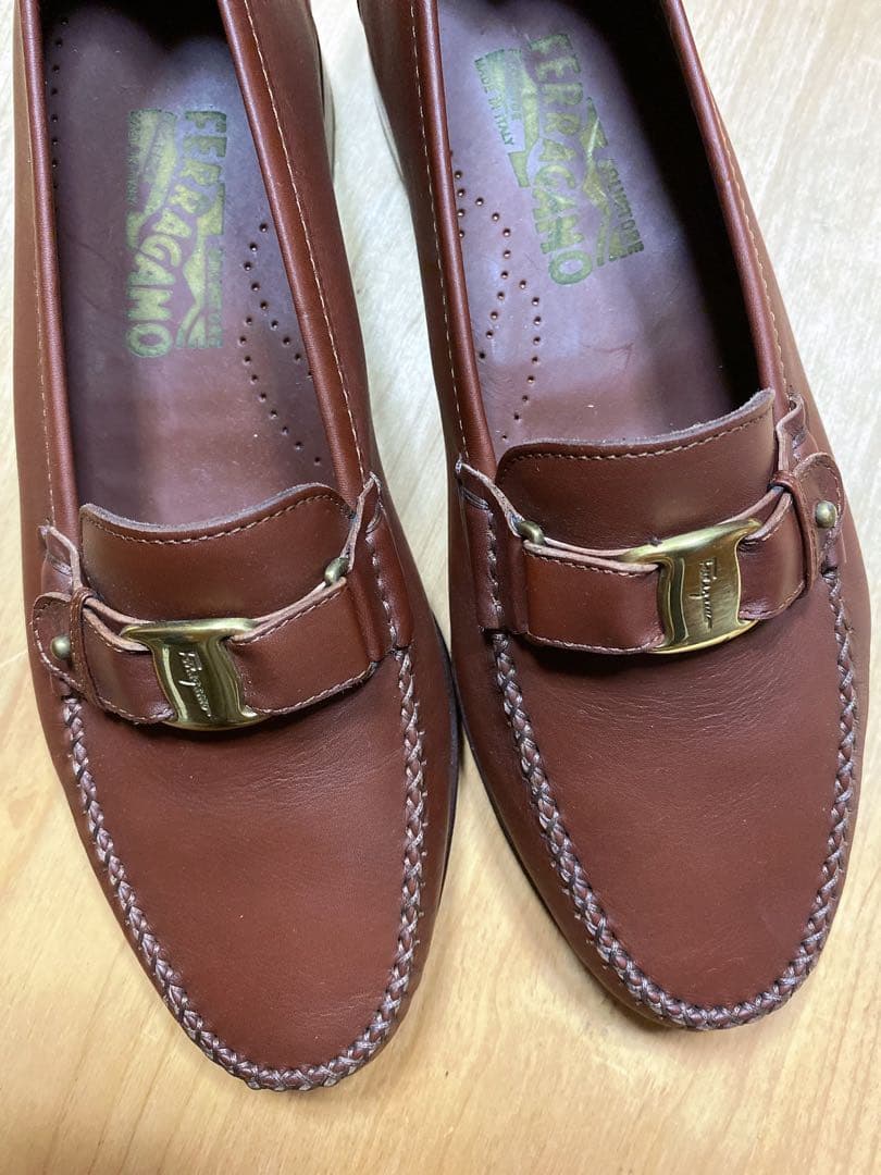 【未使用】Ferragamo フェラガモ メンズシューズ モカシン 茶 8