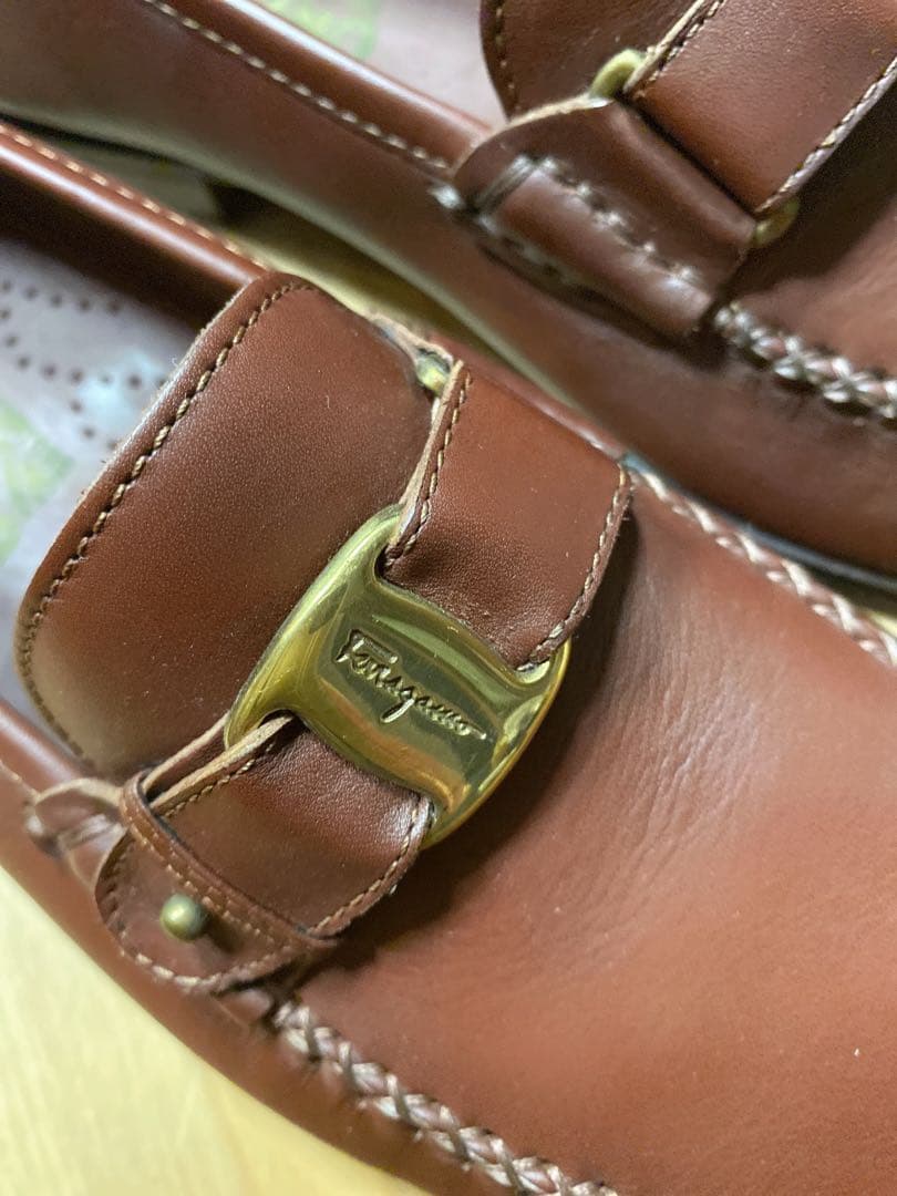 【未使用】Ferragamo フェラガモ メンズシューズ モカシン 茶 8