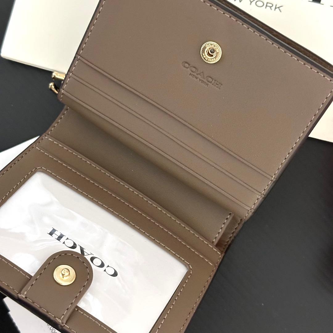 新品 COACH コーチ 折り財布 グレーベージュ 二つ折り財布