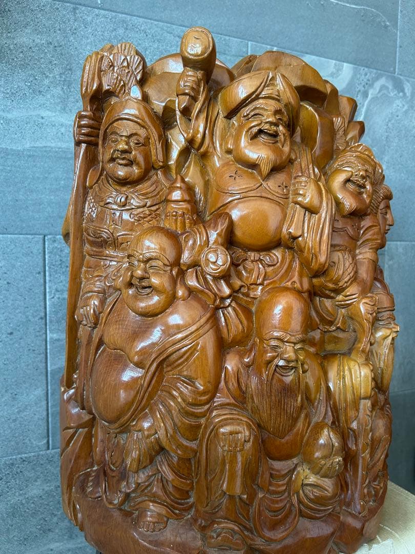 七福神 木彫り 一刀彫