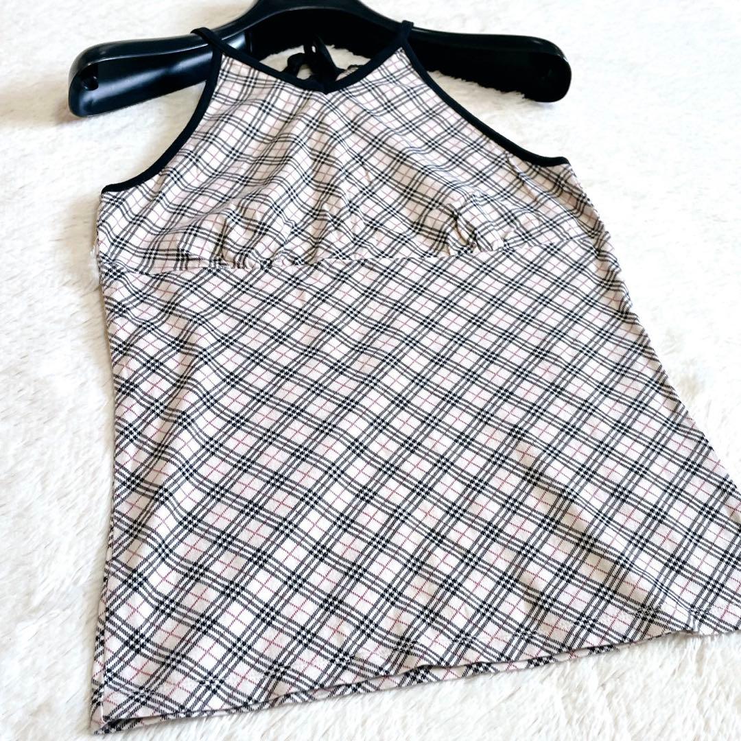 美品 BURBERRY バーバリー ノバチェック キャミソール カットソー