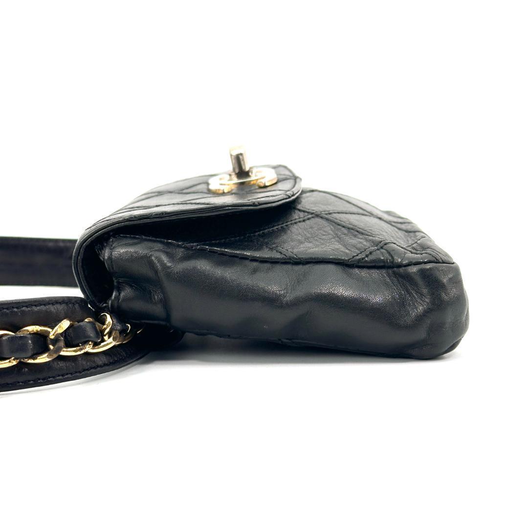【美品】CHANEL ビコーレ マトラッセ CCロゴ ウエストポーチ レザー