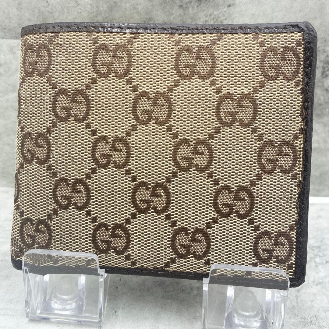 正規 良品 グッチ GGキャンバス 二つ折り財布 ミニ財布 コンパクトウォレット
