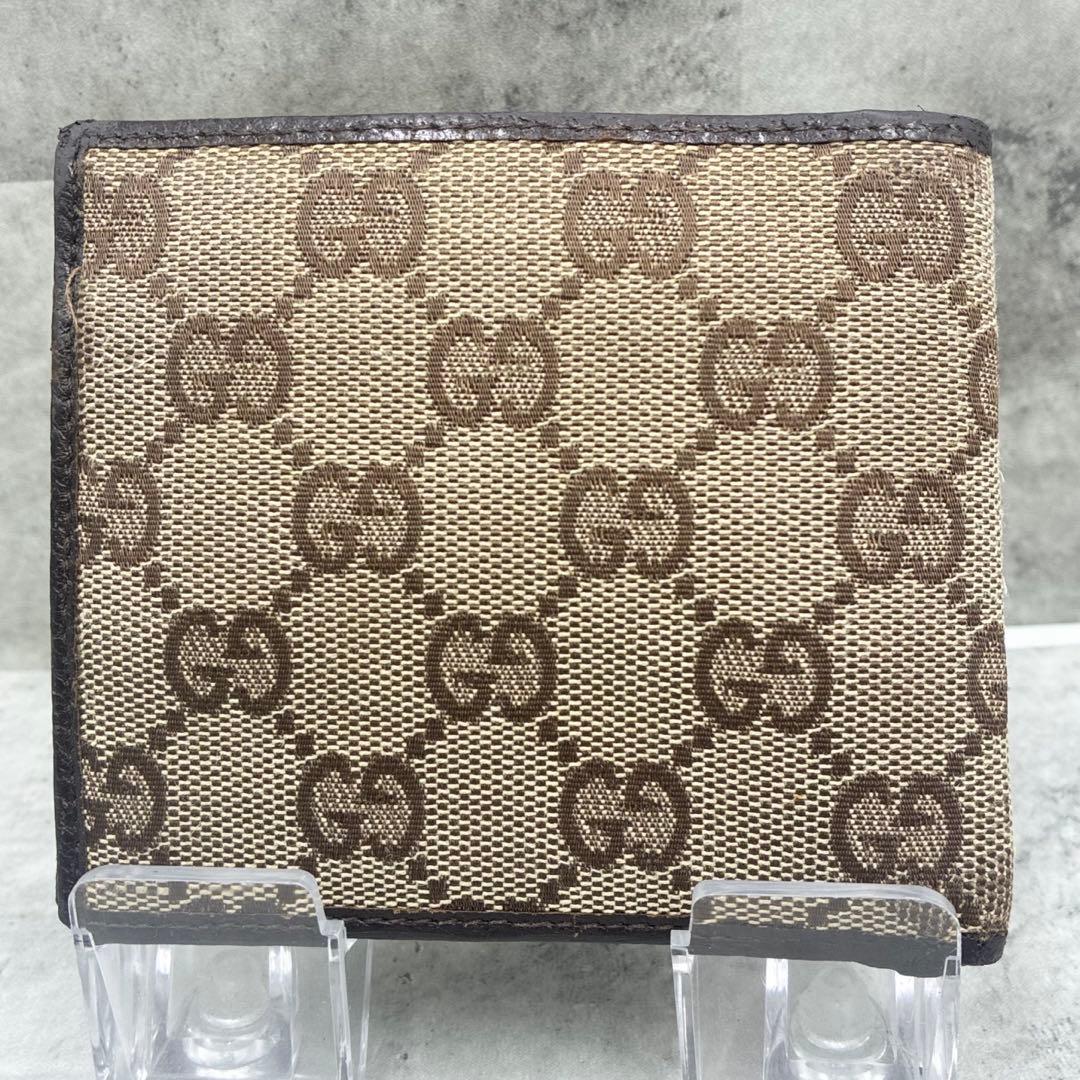 正規 良品 グッチ GGキャンバス 二つ折り財布 ミニ財布 コンパクトウォレット