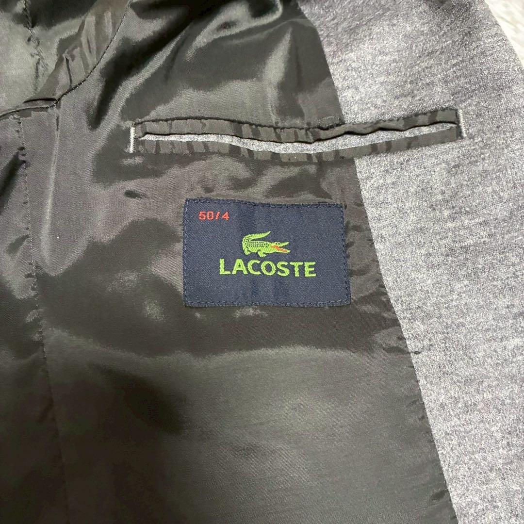 XL相当⭐️LACOSTE テーラードジャケット　伸縮性抜群　ウール グレー 50