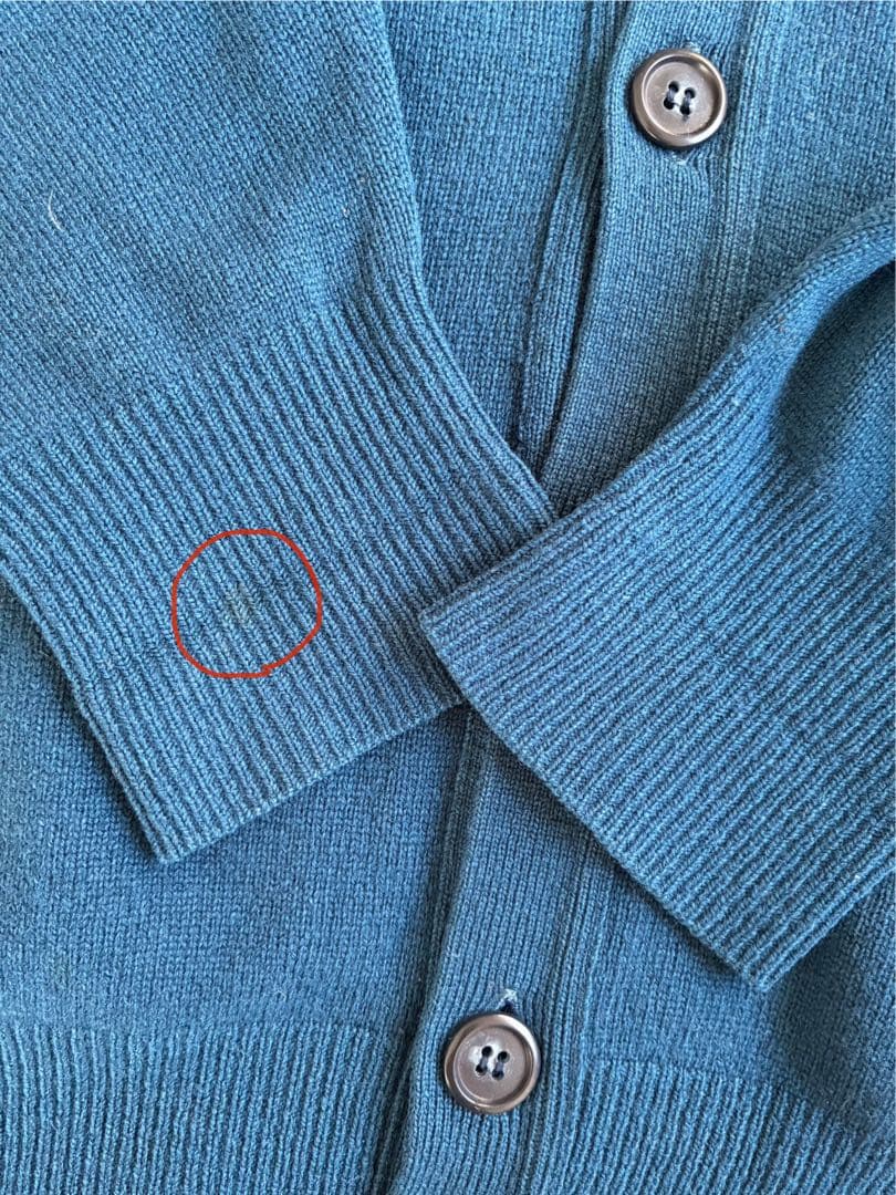 Christian Dior ラムウール Vネック　カーディガン ブルー　M