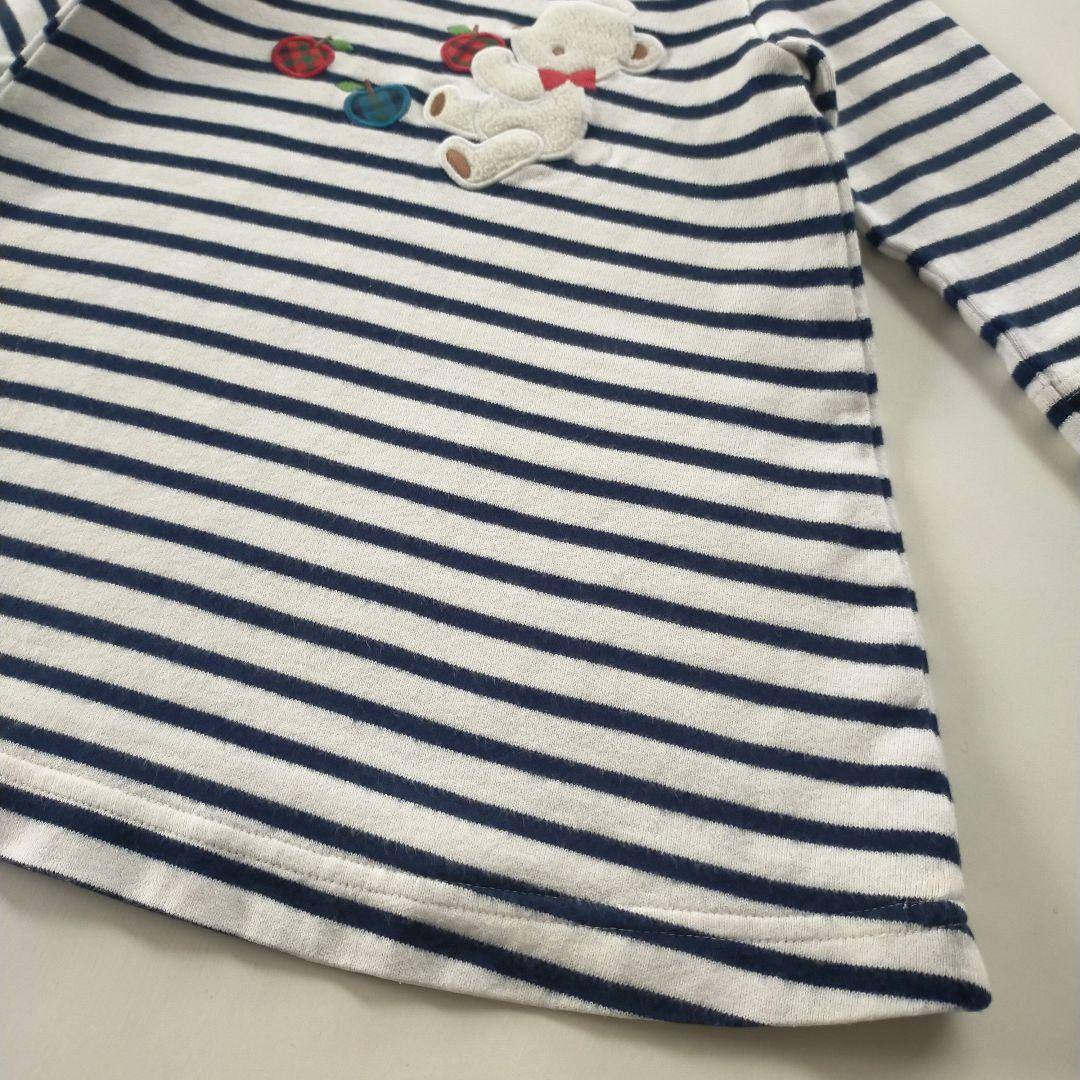 美品★現行品★80cm familiar 紺白ボーダー長袖ワンピース