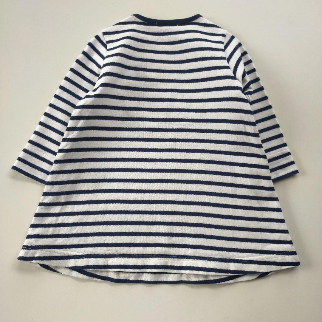 美品★現行品★80cm familiar 紺白ボーダー長袖ワンピース
