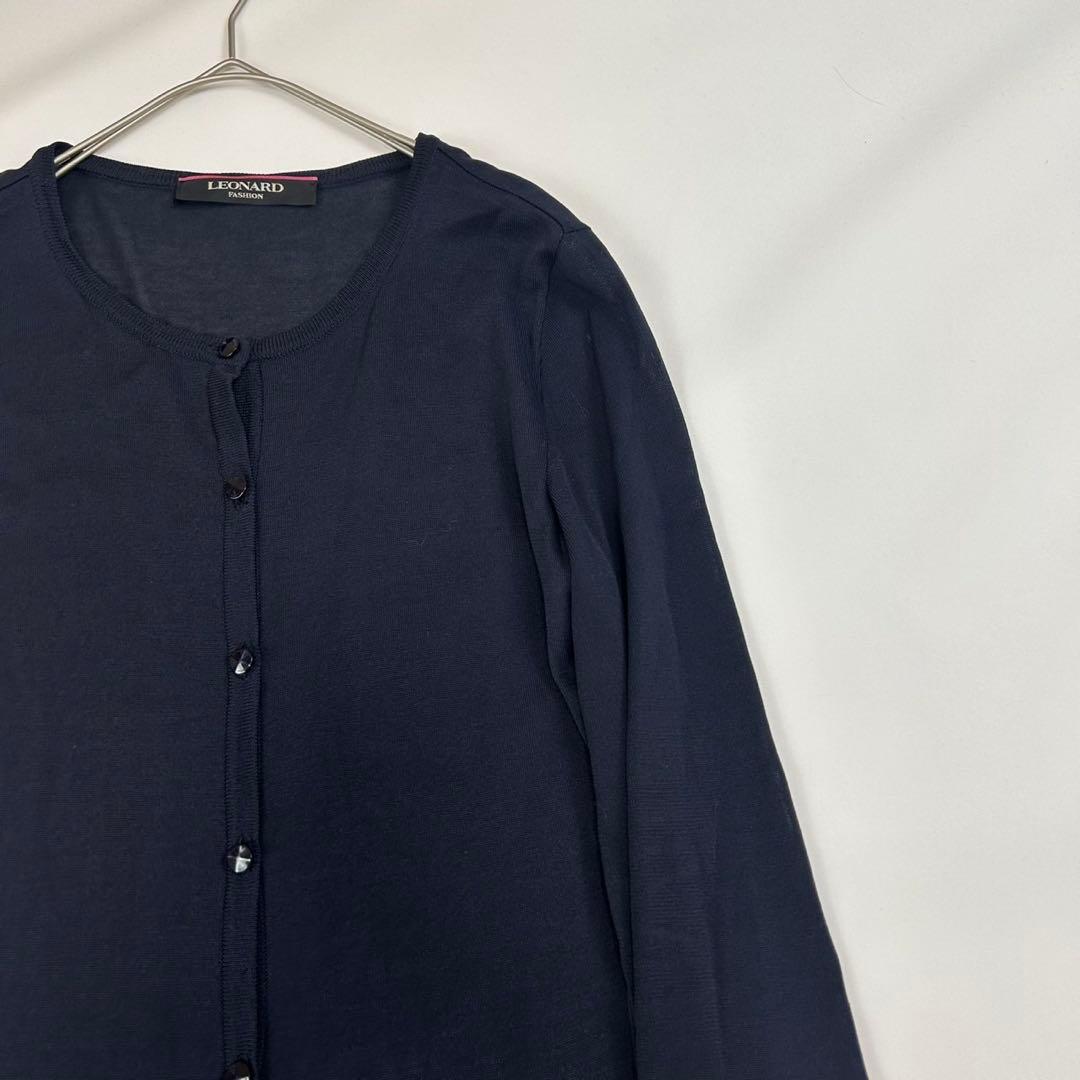 P464 美品 S レオナール 近年モデル 花柄 ロングカーディガン レディース