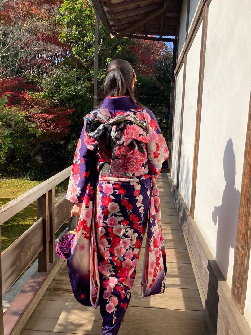 い*ん様 京友禅　正絹丹後ちりめん　振袖 長襦袢付　金駒刺繍あり　振袖セット