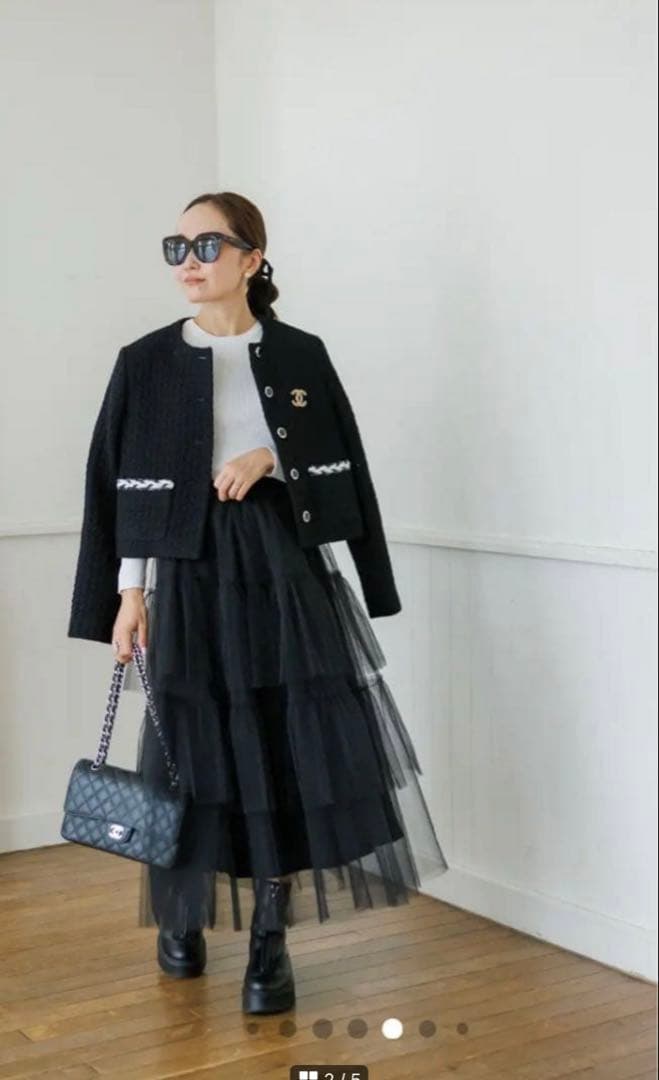 Bluelea ブルレアTulle tiered skirt 36 黒