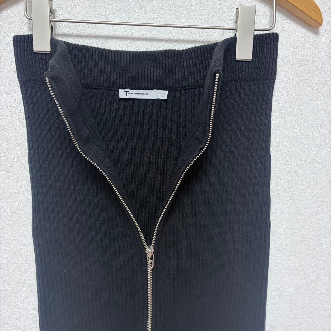 Alexander Wang ジップアップニットタイトスカート　コットン　BlK