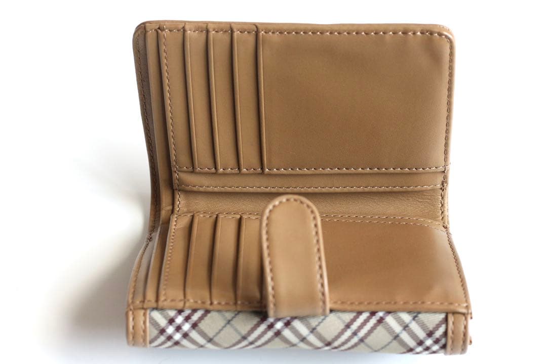 【美品】バーバリー　ブルーレーベル 三つ折り財布 ノバチェック ベージュ