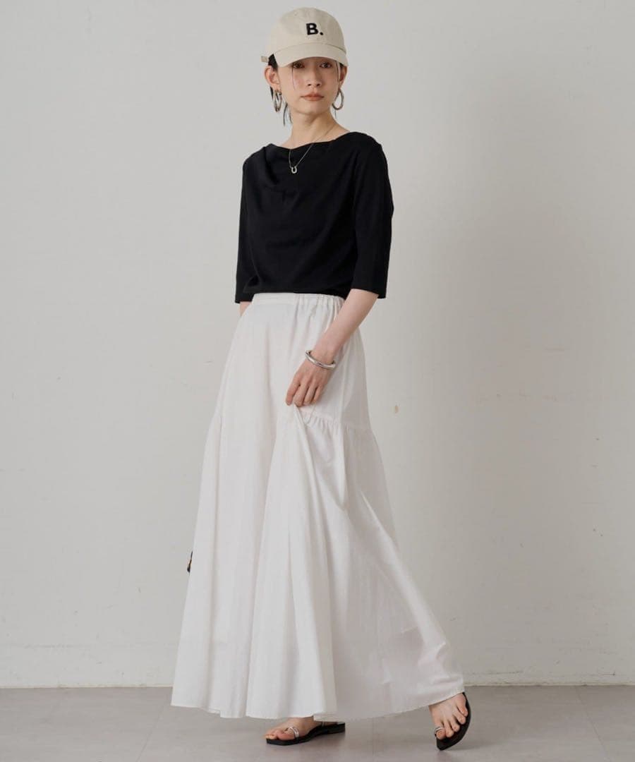 Loungedress ラウンジドレス　 パネルギャザースカート　ホワイト