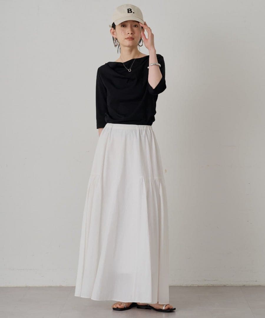 Loungedress ラウンジドレス　 パネルギャザースカート　ホワイト