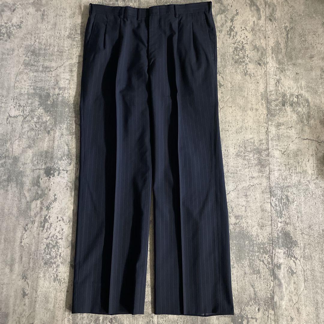 極美品 CELINE ネクタイ × イタリア製 極上ウール ダブルスーツ 濃紺