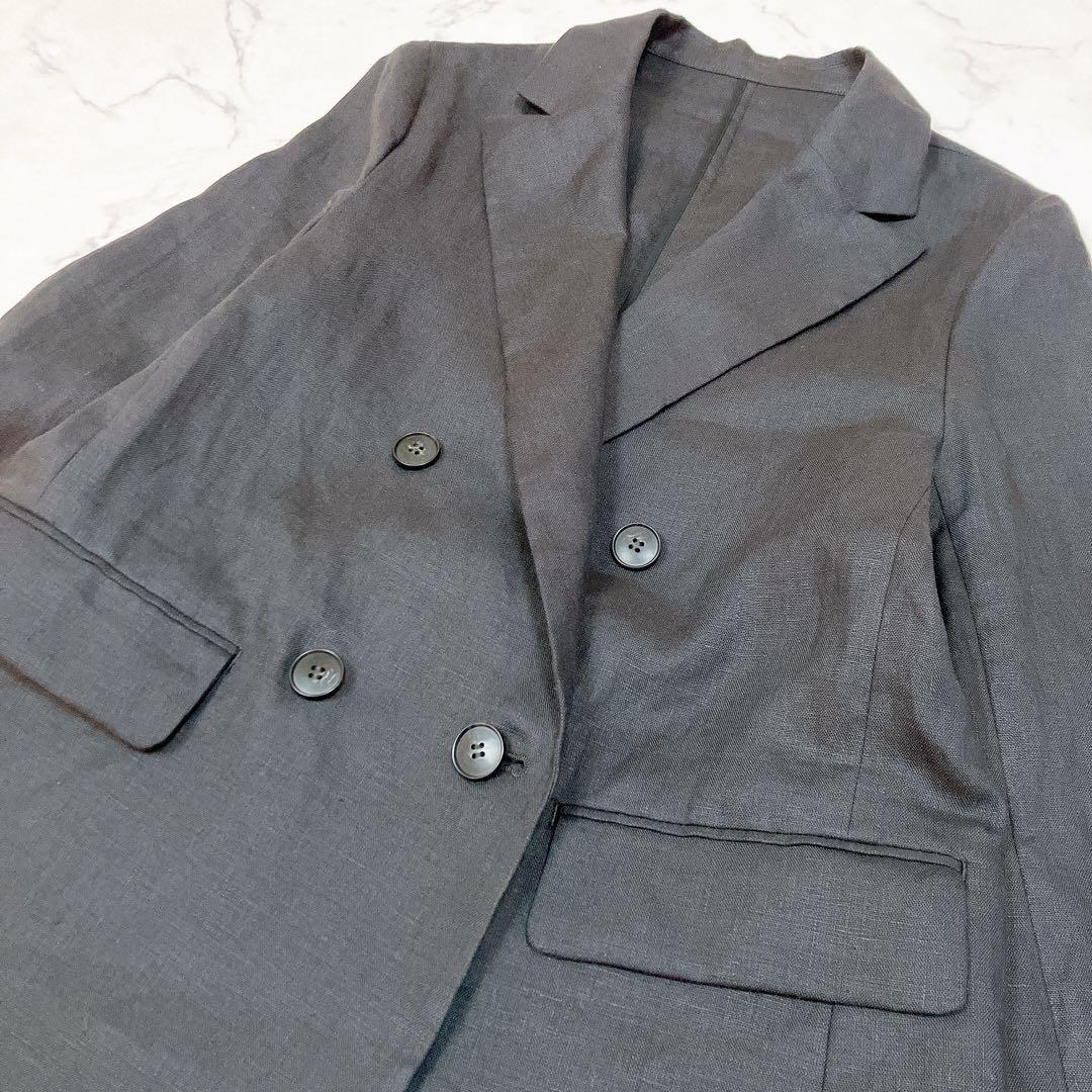 【美品】スローブイエナ リネンジャケット 黒 テーラード 24SS 美シルエット