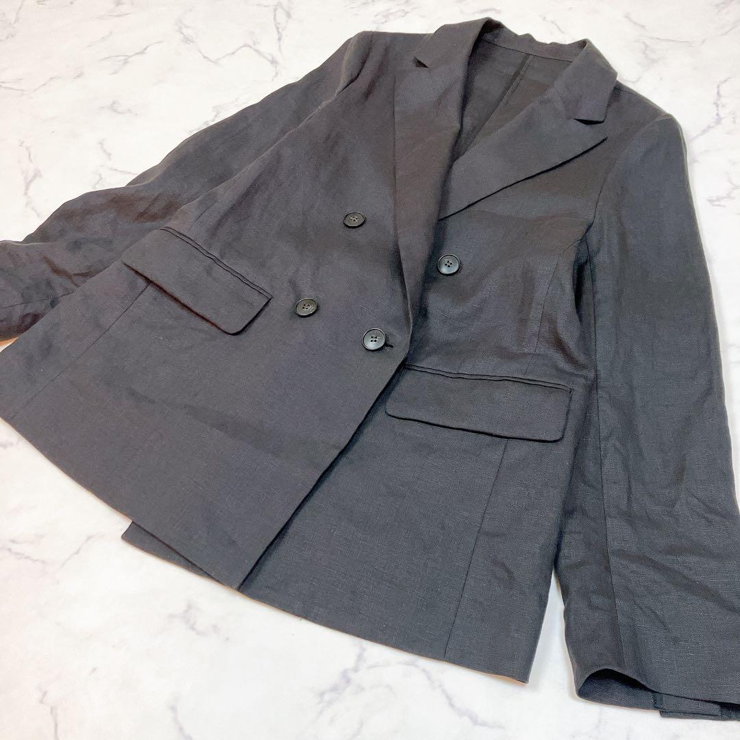 【美品】スローブイエナ リネンジャケット 黒 テーラード 24SS 美シルエット