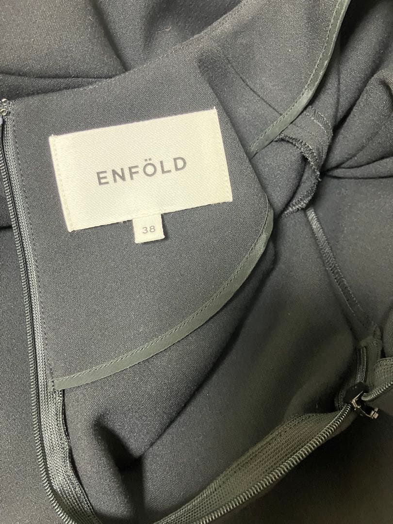 ふわふわです　ENFOLD ワンピース　38 七分袖ブラック