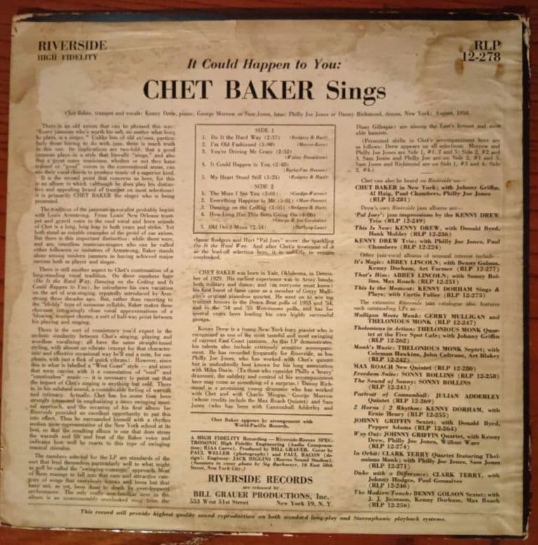 Chet Baker　 It Could Happen to You 　レコード