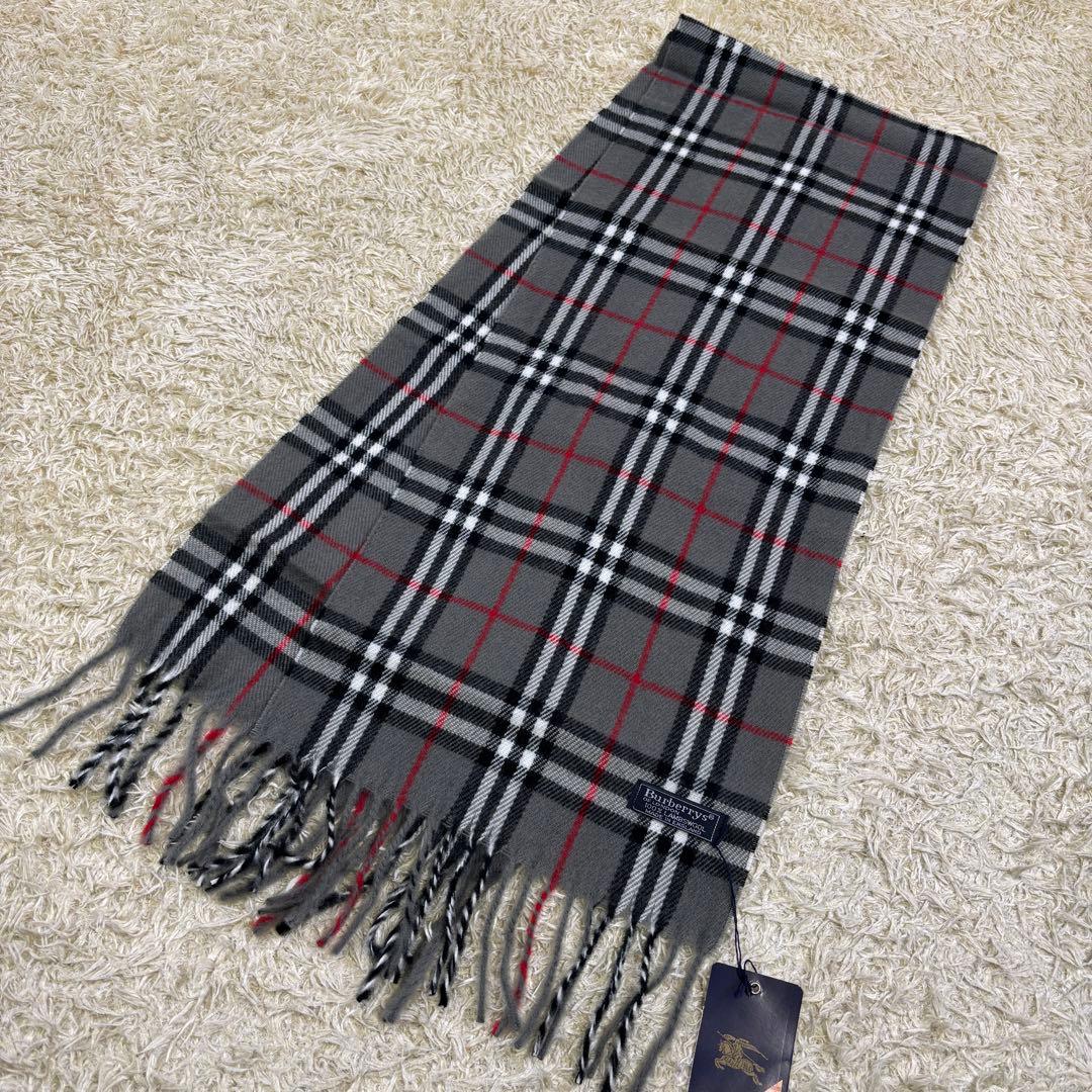 タグ付き新品　バーバリーズ　イギリス製　チェック柄　ウール　ロングマフラー