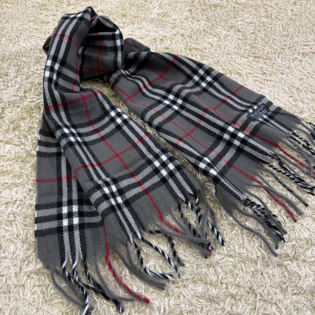 タグ付き新品　バーバリーズ　イギリス製　チェック柄　ウール　ロングマフラー