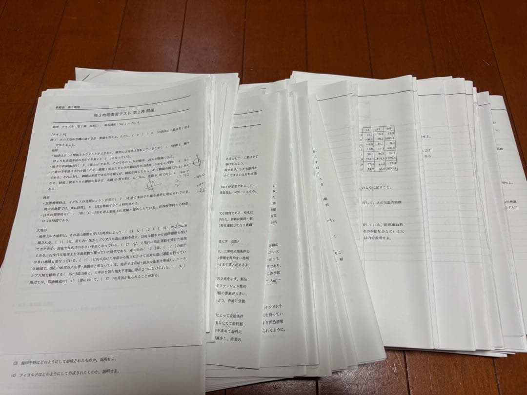鉄緑会 2025年度　高3地理教材類と授業プリント、河合の共テ過去問